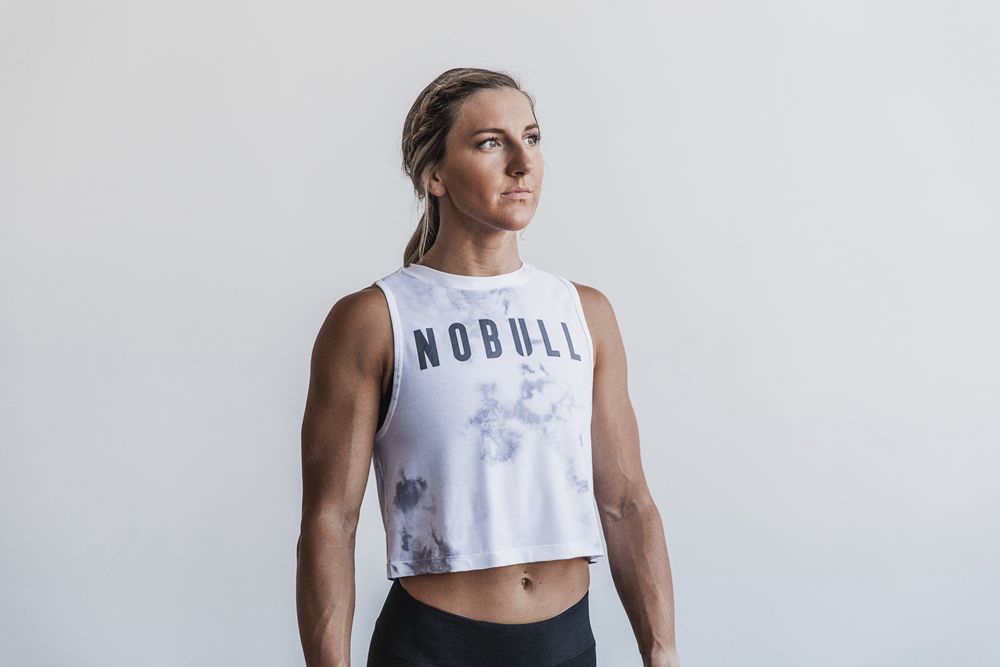 NOBULL Muscle Tank Üstleri Bayan - Beyaz Tie-Dye - Turkiye (RMX-104936)